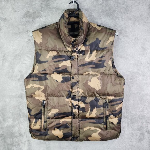 Mens Old Navy Camouflage Puffer Vest Jacket 100% Polyester Insulated Outerwear L - Picture 2 of 10